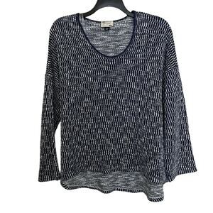 Say What NY Navy Blue Geometric Print Plus Size Sweater - Size 3X - Scoop Neck